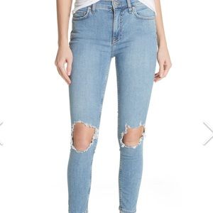 Free People High Rise Busted Skinny Jeans Denim Pants